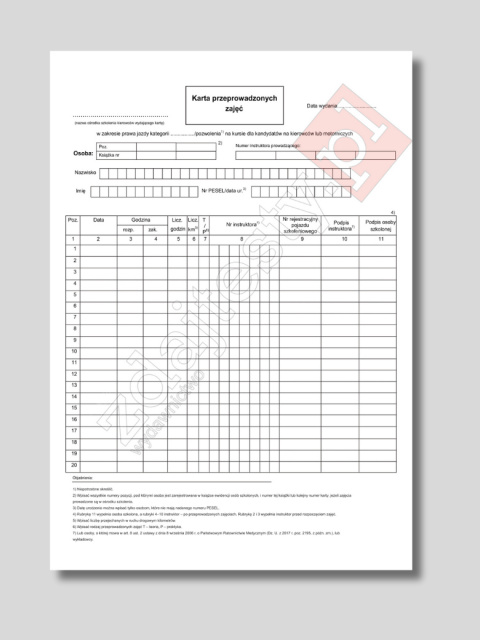 Karta przeprowadzonych zajęć format A4 lub A5- grube kartki. Karta przeprowadzonych zajęć format A4 lub A5- grube kartki.