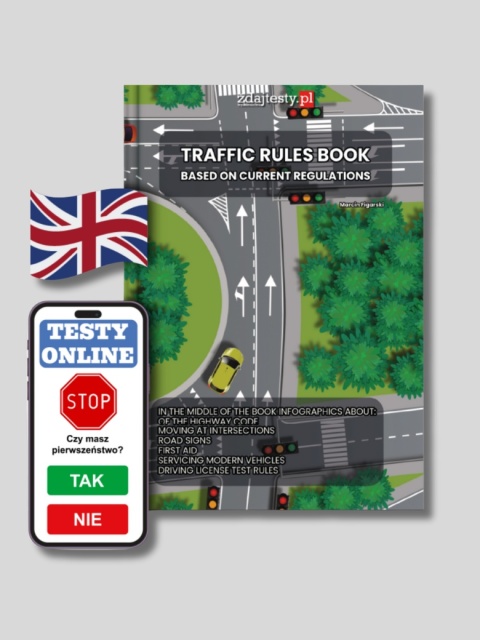 Traffic rules book. Based on current regulations. Handbook + test online 2024.