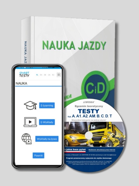 Zestaw: Książka "Nauka jazdy CD" – Podręcznik kierowcy C i D 2025" + Dostęp do Testów Online + Płyta z Testami Bezterminowymi