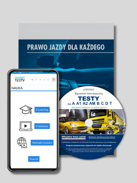 Zestaw: Książka "Prawo Jazdy dla Każdego kat. B" + Płyta z Testami Egzaminacyjnymi + Kod Dostępu do Testów Online