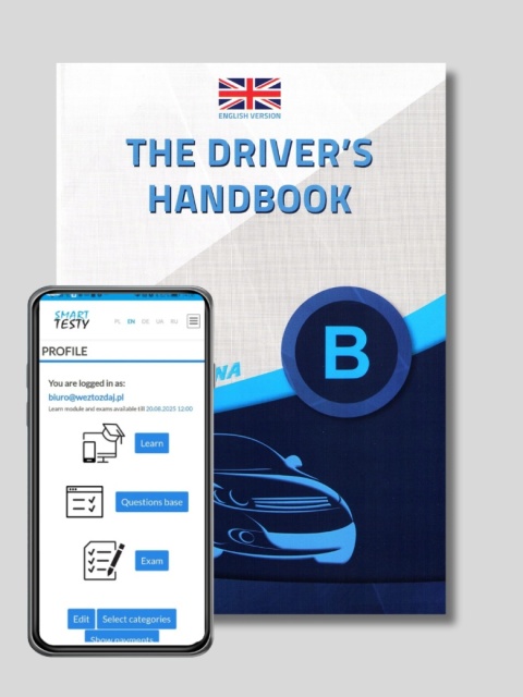 Zestaw: THE DRIVERS Handbook Category B + Materials in english Online Version KAT. A / B / C /D /T 2025