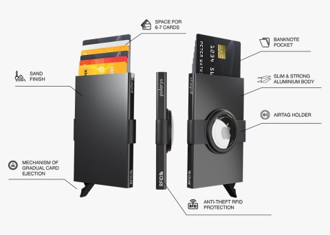 Etui na karty kredytowe RFID ZEN z uchwytem na AirTag Etui na karty kredytowe RFID ZEN z uchwytem na AirTag