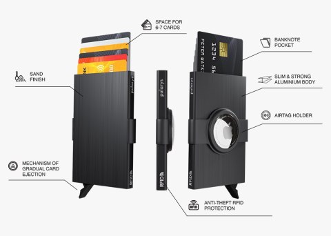 Etui na karty kredytowe RFID ZEN z uchwytem na AirTag Etui na karty kredytowe RFID ZEN z uchwytem na AirTag