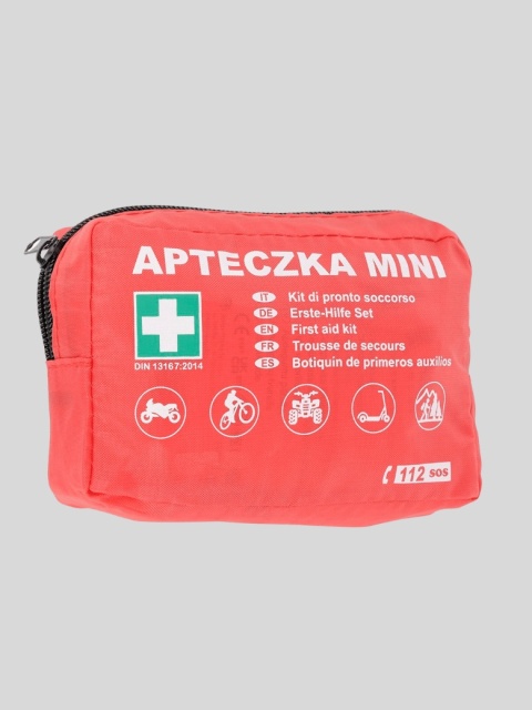 Apteczka MINI DIN 13167 z ustnikiem – czerwona saszetka