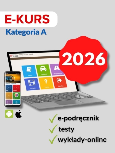 E-kurs kat. A. e-podręcznik + e-learning + testy 90 dni.