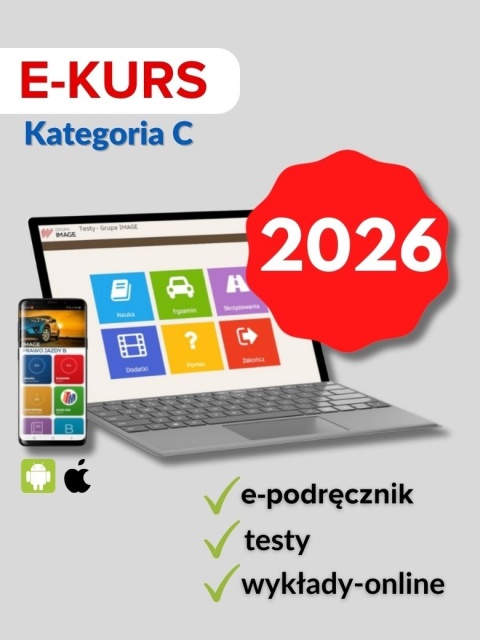 E-kurs kat. C e-podręcznik + e-learning + testy 90 dni