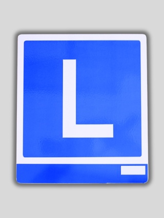 Emblemat "L" na motocykl odblaskowy.