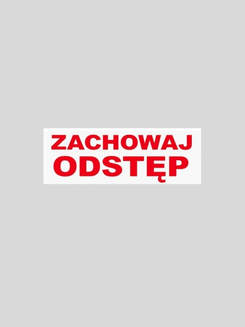Naklejka magnetyczna „Zachowaj odstęp” biała 28 × 10 cm