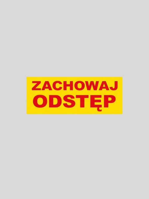 Naklejka magnetyczna „Zachowaj odstęp” żółta 28 × 10 cm
