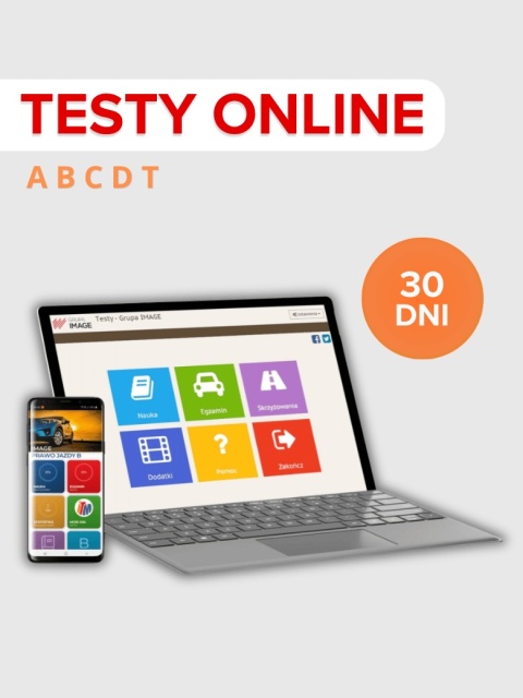 Testy Online i aplikacja 2026 | GRUPA IMAGE | Prawo Jazdy ABCDT | 30 dni
