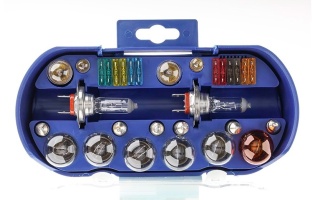 Zestaw/Zasobnik żarówek VISION – 2× H7 12 V 60/55 W + 28 elementów