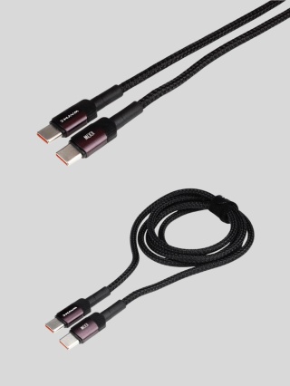 WAYME Kabel USB-C → USB-C 100 cm w oplocie z mikrofibry – 100W – fioletowy