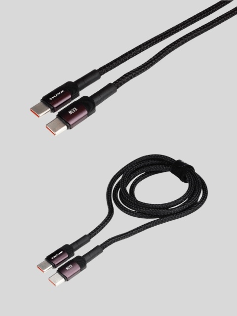 WAYME Kabel USB-C → USB-C 100 cm w oplocie z mikrofibry – 100W – fioletowy