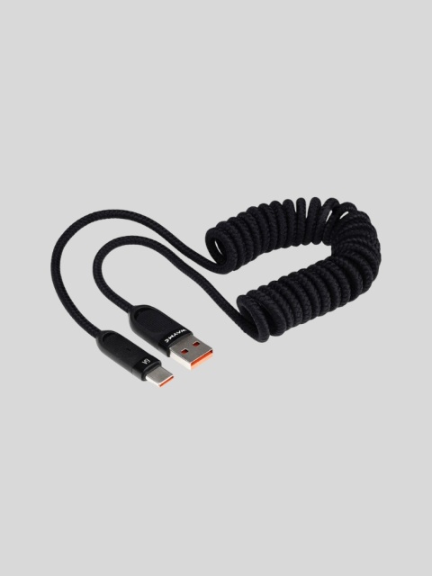 WAYME Kabel USB → USB-C 50–180 cm Spiralny w Oplocie z Mikrofibry 100W Czarny