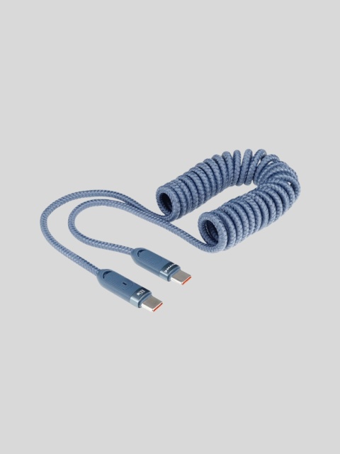 WAYME Kabel USB → USB-C 50–180 cm Spiralny w Oplocie z Mikrofibry 100W Niebieski