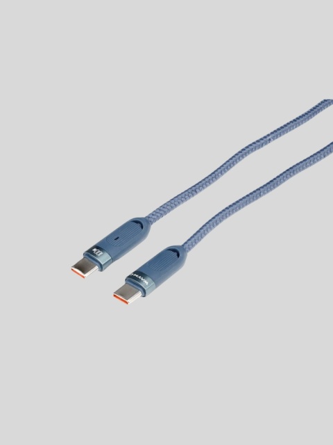 WAYME Kabel USB → USB-C 50–180 cm Spiralny w Oplocie z Mikrofibry 100W Niebieski