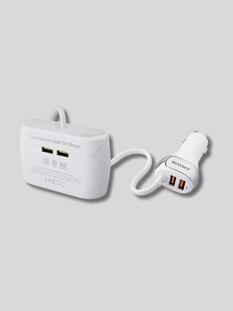 WAYME Rozgałęziacz 12-24V Potrójny + 2×USB QC3.0 + 2×USB 3,6A – Kabel 120 cm