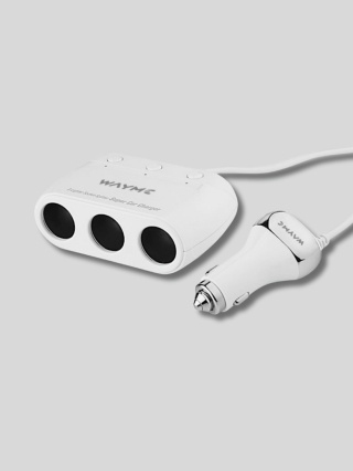 WAYME Rozgałęziacz 12-24V Potrójny + 2×USB QC3.0 + 2×USB 3,6A – Kabel 120 cm