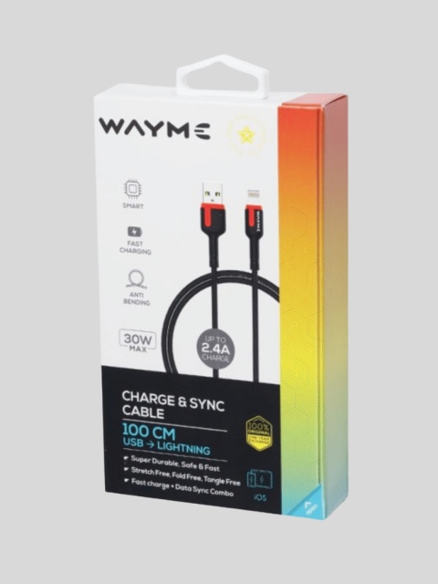 WAYME – kabel USB-Lightning 100 cm w oplocie z mikrofibry do ładowania i synchronizacji