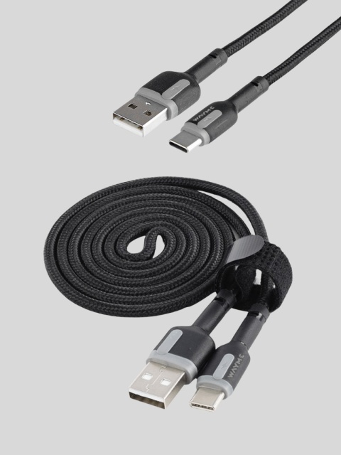 WAYME – kabel USB → USB-C 100 cm w oplocie z mikrofibry do ładowania i synchronizacji