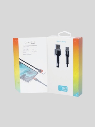 WAYME – kabel USB → USB-C 100 cm w oplocie z mikrofibry do ładowania i synchronizacji