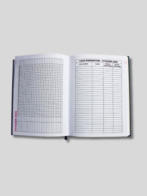 Kalendarz Instruktora Nauki Jazdy 2026 | A5 | Liwona | szary, bordo, niebieski